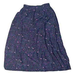 Vintage 80s Purple Paisley Midi A-line Cottagecore skirt size 12
